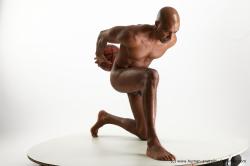 Nude Man Black Kneeling poses - ALL Athletic Bald Kneeling poses - on one knee Standard Photoshoot Realistic